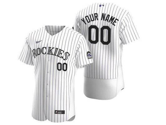 Custom Colorado Rockies Flex Base Jersey -White