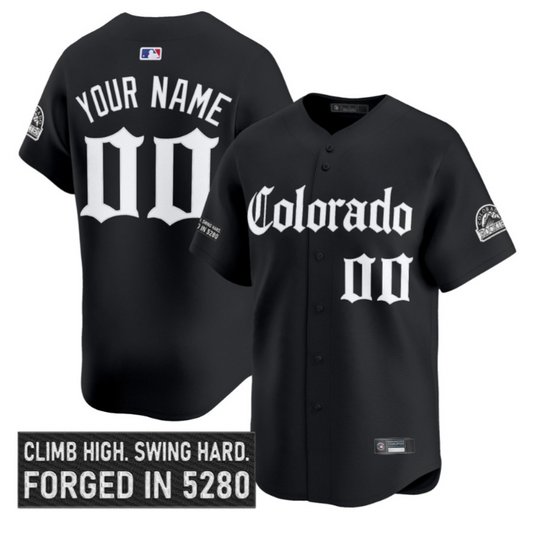 Custom Colorado Rockies Jersey Gothic Mile High Shadows Edition Stitched Black