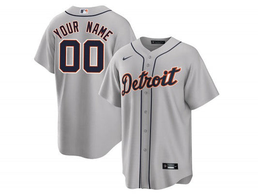 Custom Detroit Tigers Cool Base Jersey - Gray
