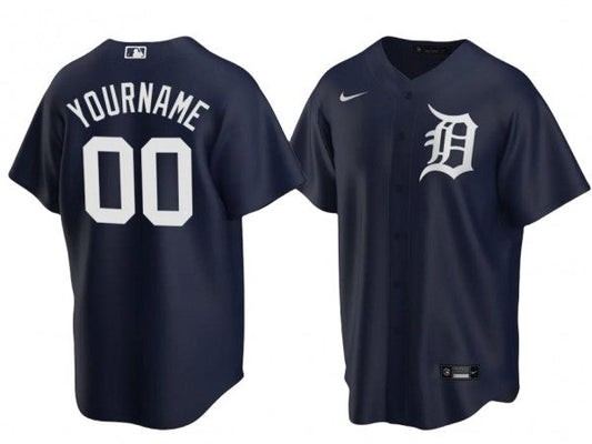Custom Detroit Tigers Cool Base Jersey - Navy