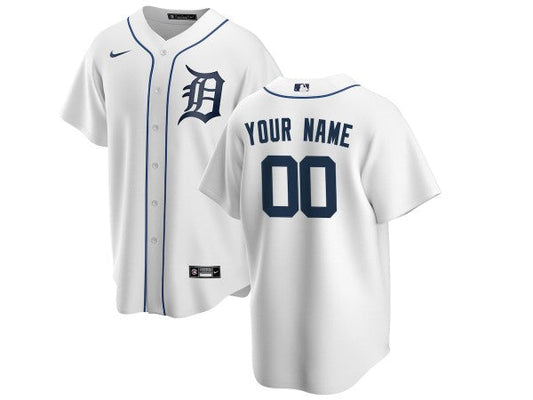 Custom Detroit Tigers Cool Base Jersey - White