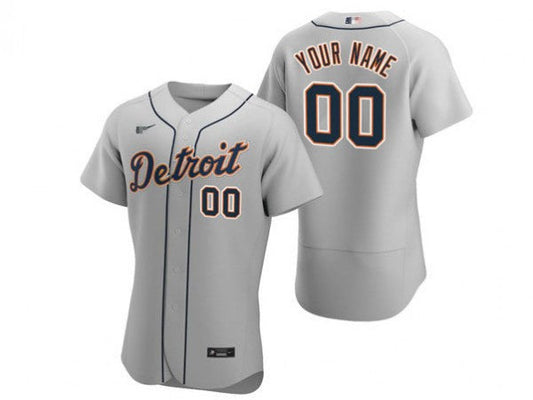Custom Detroit Tigers Flex Base Jersey - Gray