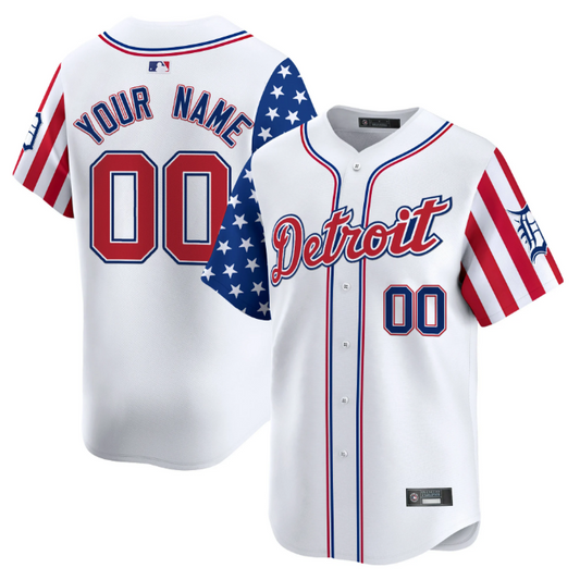 Custom Detroit Tigers Jersey 2025 Memorial Day Vapor Premier Limited Stitched White