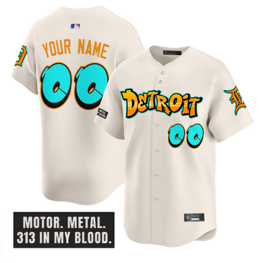 Custom Detroit Tigers Jersey Graffiti Motor City Edition Stitched Navy