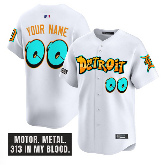 Custom Detroit Tigers Jersey Graffiti Motor City Edition Stitched White