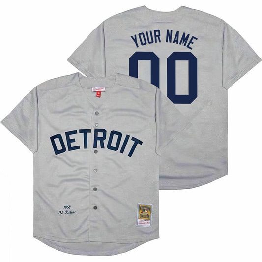 Custom Detroit Tigers Jersey Throwback Cooperstown Collection Stitched Gray