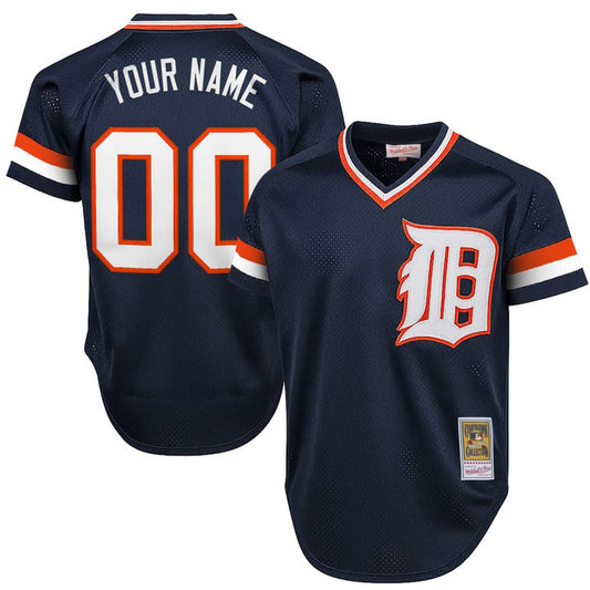 Custom Detroit Tigers Jersey Throwback Cooperstown Collection Stitched Navy