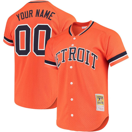 Custom Detroit Tigers Jersey Throwback Cooperstown Collection Stitched Orange