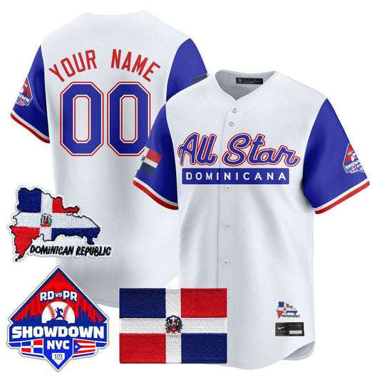Custom Dominican Republic Jersey Baseball All-Star 2025 Stitched Blue Sleeves