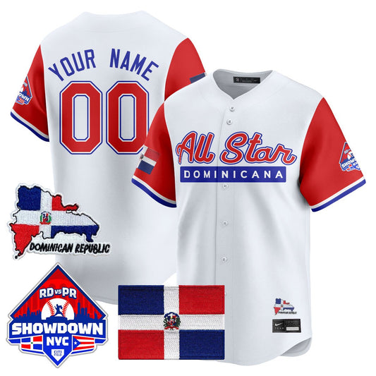 Custom Dominican Republic Jersey Baseball All-Star 2025 Stitched Red Sleeves
