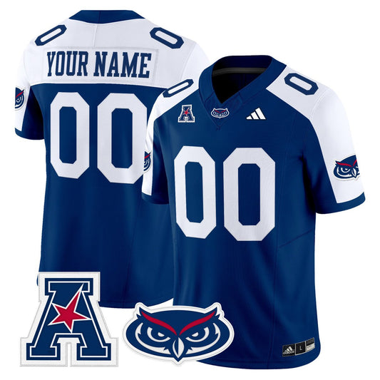 Custom Florida Atlantic Owls Jersey Name, Number 2025 All Stitched Blue Alter