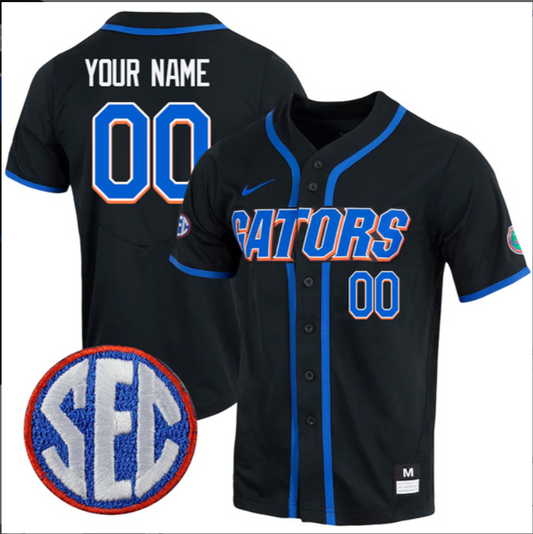 Custom Florida Gators College Baseball Game Jersey Black