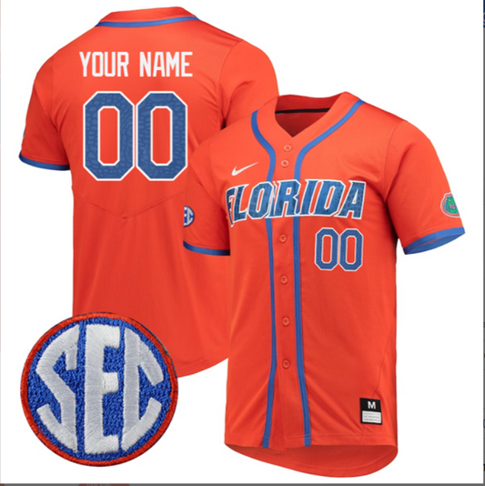 Custom Florida Gators College Baseball Game Jersey Orange