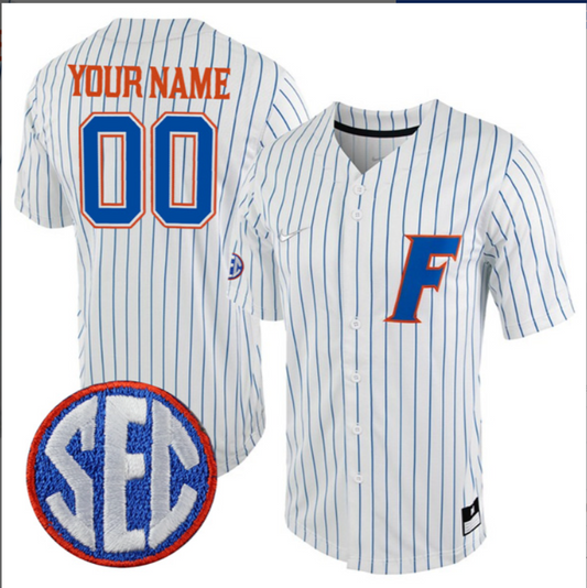 Custom Florida Gators College Baseball Game Jersey Pinstripe