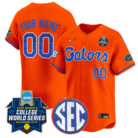 Custom Florida Gators Jersey Softball 2025 World Series Stitched Orange