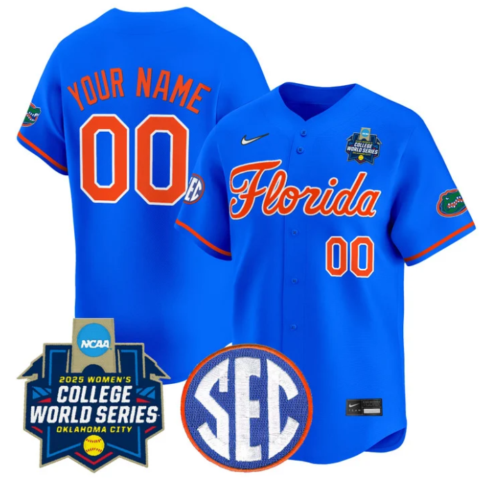 Custom Florida Gators Jersey Softball 2025 World Series Stitched Royal