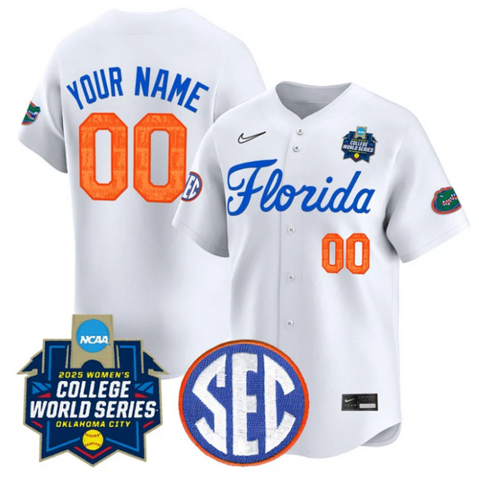 Custom Florida Gators Jersey Softball 2025 World Series Stitched White
