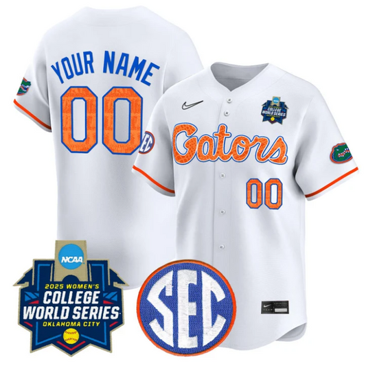 Custom Florida Gators Jersey Softball 2025 World Series Stitched White Limited