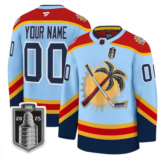 Custom Florida Panthers Jersey 2025 Stanley Cup Final Premium Stitched Blue