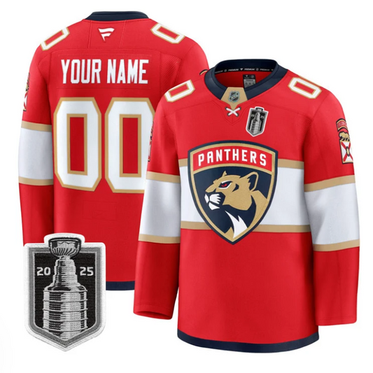 Custom Florida Panthers Jersey 2025 Stanley Cup Final Premium Stitched Red