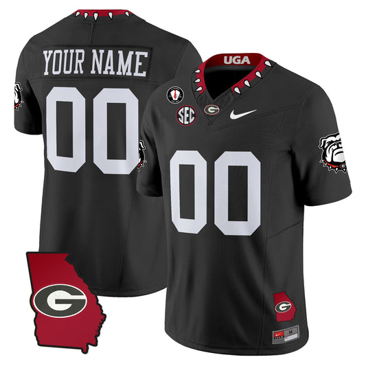 Custom Georgia Bulldogs Jersey 2025 Georgia Map, Vince Dooley Stitched Black