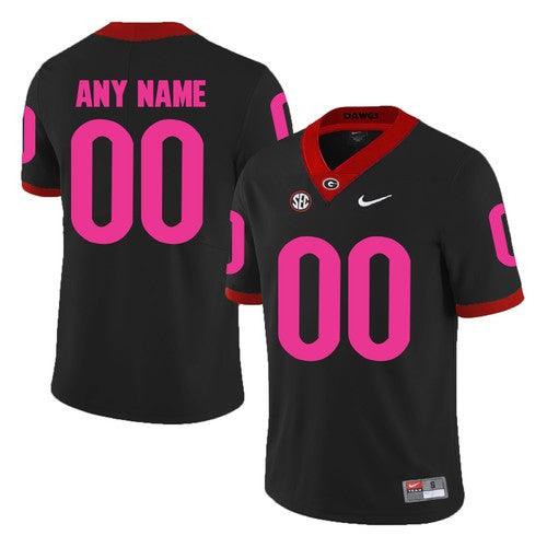Custom Georgia Bulldogs Jersey Name and Number College NCAA Football Black Pink