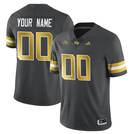 Custom Georgia Tech Jersey Football 2025 Vapor Limited Stitched Dark Gray