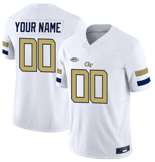 Custom Georgia Tech Jersey Name and Number College Football Edition White