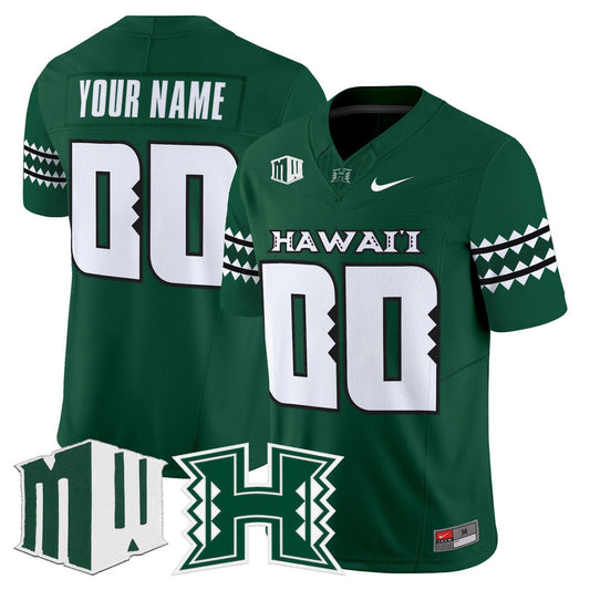 Custom Hawai'i Rainbow Warriors Jersey Name, Number 2025 Vapor Stitched Green