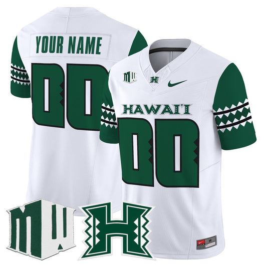 Custom Hawai'i Rainbow Warriors Jersey Name, Number 2025 Vapor Stitched White
