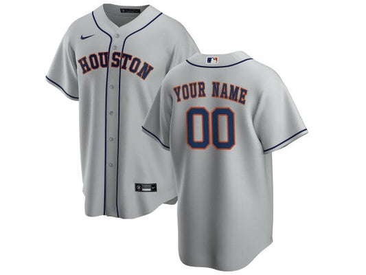 Custom Houston Astros Cool Base Jersey - Gray