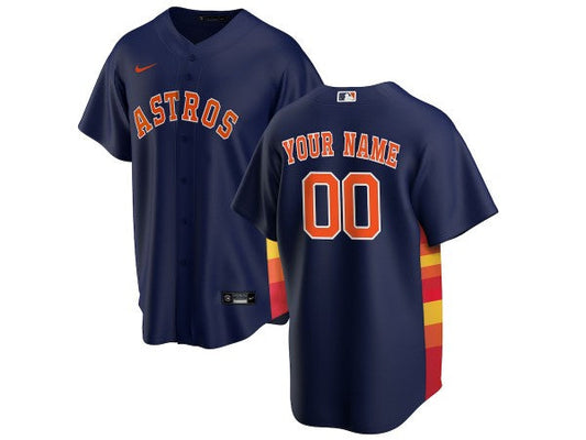 Custom Houston Astros Cool Base Jersey - Navy