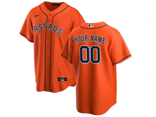 Custom Houston Astros Cool Base Jersey - Orange