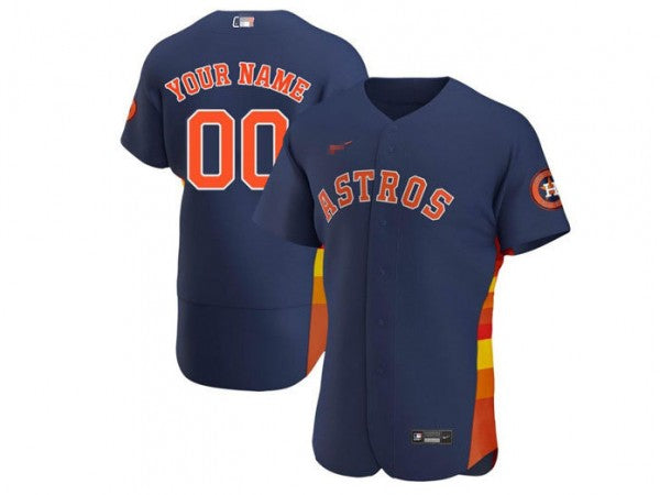Custom Houston Astros Flex Base Jersey - Navy