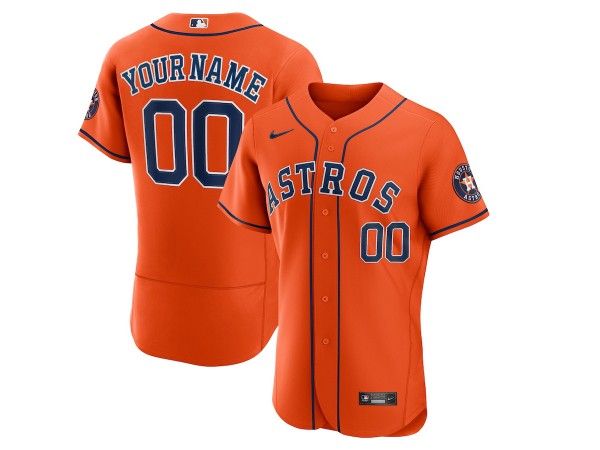 Custom Houston Astros Flex Base Jersey - Orange