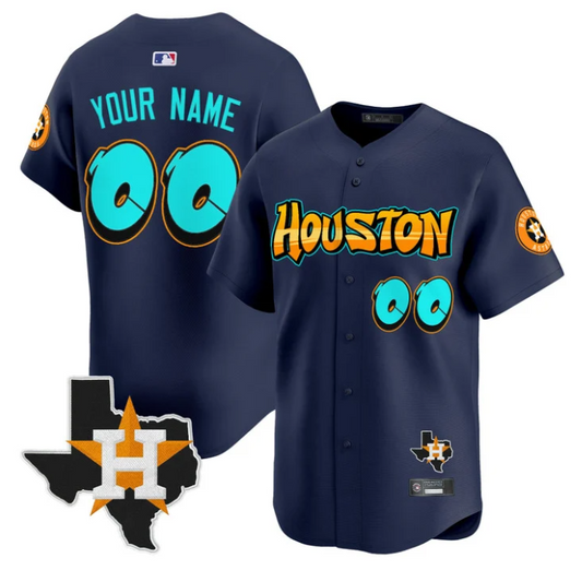 Custom Houston Astros Jersey Name, Number Graffiti H-Town Edition Stitched Navy