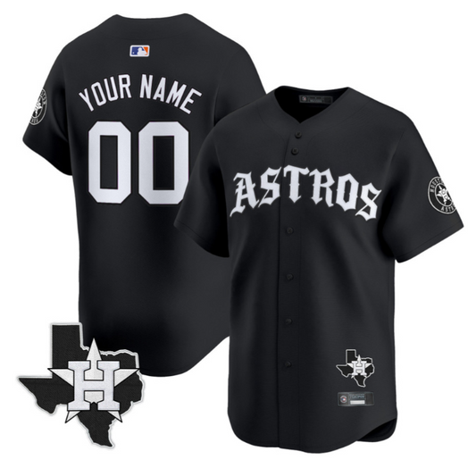 Custom Houston Astros Jersey Name, Number Old English Edition Stitched Black
