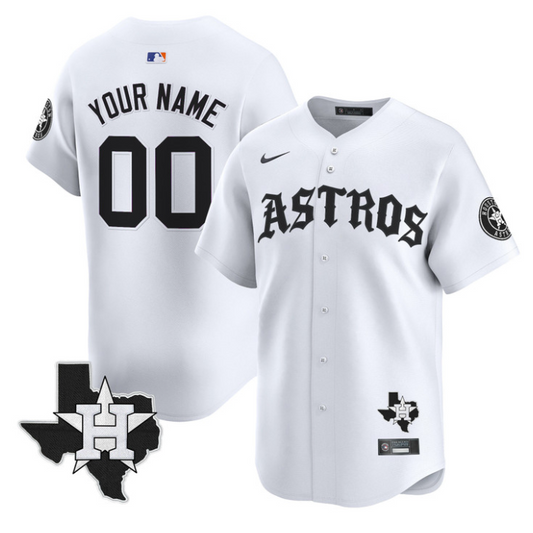 Custom Houston Astros Jersey Name, Number Old English Edition Stitched White