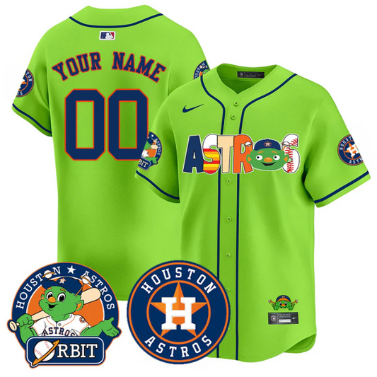 Custom Houston Astros Orbit Jersey Name, Number Vapor Premier Stitched Green