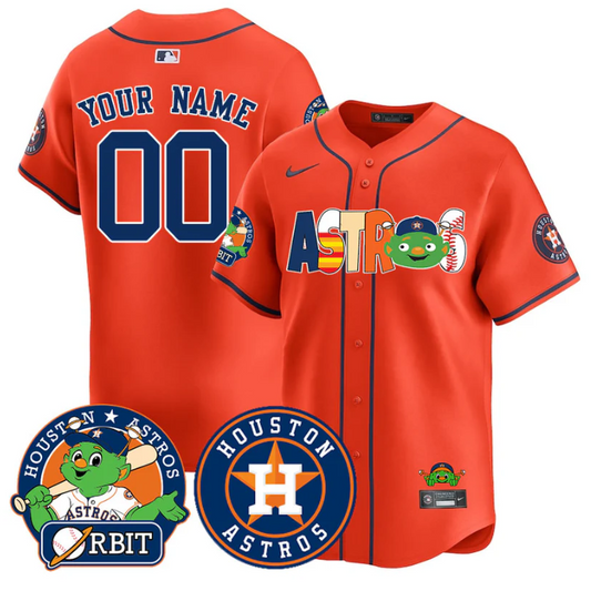 Custom Houston Astros Orbit Jersey Name, Number Vapor Premier Stitched Orange