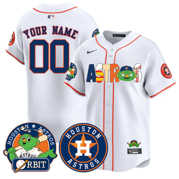 Custom Houston Astros Orbit Jersey Name, Number Vapor Premier Stitched White
