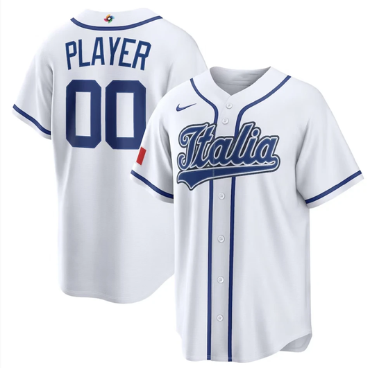 Custom Italy Baseball Jersey Name, Number 2026 World Baseball Classic White