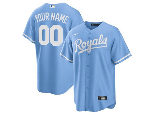 Custom Kansas City Royals Cool Base Jersey - Light Blue