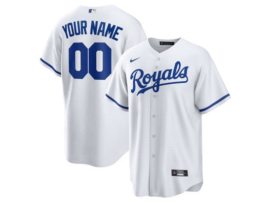 Custom Kansas City Royals Cool Base Jersey - White