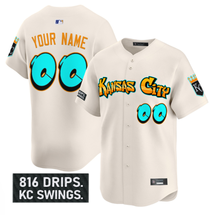 Custom Kansas City Royals Jersey Graffiti Crown Drop Limited Stitched Limited