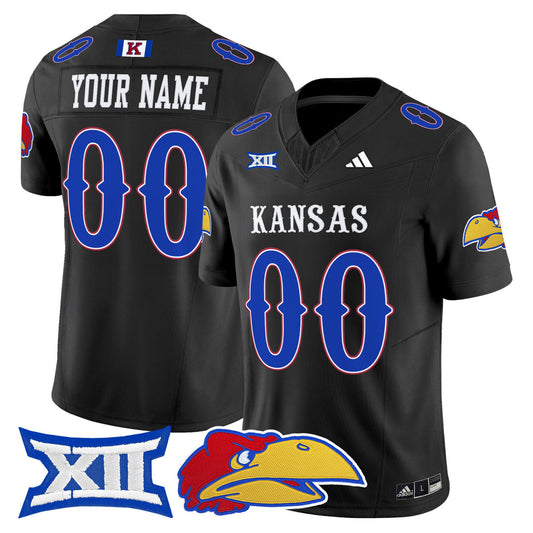 Custom Kansas Jayhawks Jersey Name, Number 2025 Vapor Limited Stitched Black