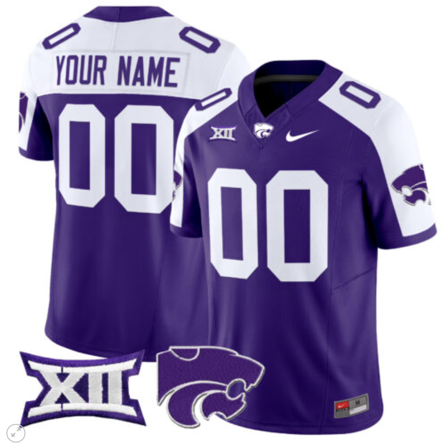 Custom Kansas State Wildcats Jersey Name and Number Vapor Limited Football Purple Alternate