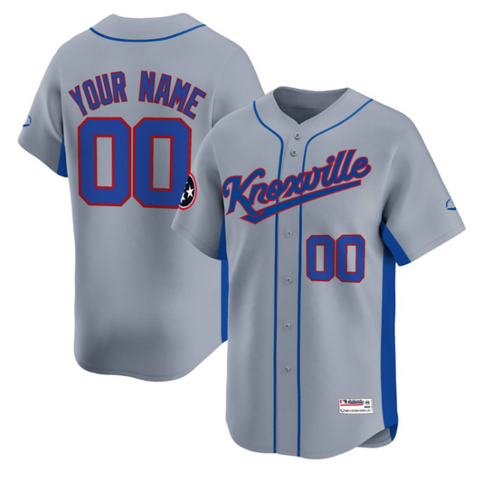 Custom Knoxville Smokies Gray Jersey Name, Number All Stitched