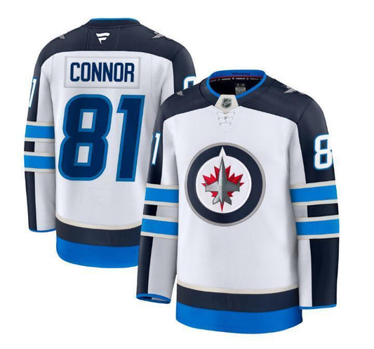 Custom Kyle Connor Jets Jersey - White All Stitched