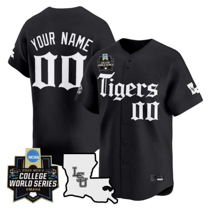 Custom LSU Tigers Jersey 2025 World Series Gothic Geaux Edition Stitched Black